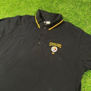 NFL Pittsburgh Steelers Men's Black and Yellow Polo Shirt (M)